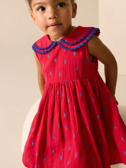 Next Ditsy rouge - Robe Ric Rac à col (3mois8ans) Outlet