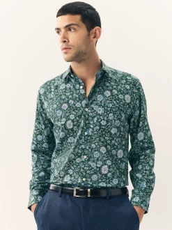 Next Ditsy vert foncé - Chemise à manches longues et imprimés New