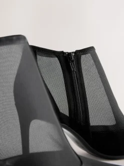 Next Détail en maille noire - Bottes à bout pointu avec barre en T New