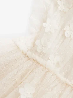 Next Ecru Blanc 3D Fleur - Robe de fleur en maille (3-16ans) Discount