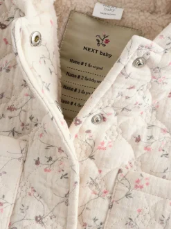 Next Ecru Floral - Manteau Bébé en jersey effet froissé (0mois -2ans) Sale