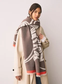 Next Ecru Hamish la vache des Highlands - Écharpe épaisse Outlet