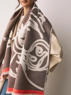 Next Ecru Hamish la vache des Highlands - Écharpe épaisse Outlet