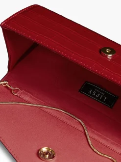 Lipsy - Pochette Effet Croc rouge Discount