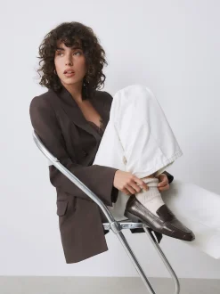 Next Effet croco Marron chocolat - Mocassins Forever Comfort® à bout carré