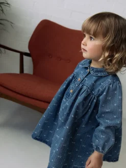 Next En jean avec nœud - Robe à col à manches longues (3mths-8yrs) Discount