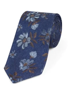 Skopes Ensemble cravate et mouchoir de poche en soie fleuri New