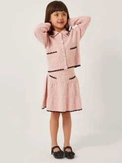 Monsoon Ensemble cardigan à col nœud et jupe en maille New