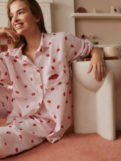 Bath & Body Works Ensemble pyjama en coton boutonné All Over Lips Discount