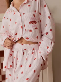 Bath & Body Works Ensemble pyjama en coton boutonné All Over Lips Discount