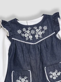 Jojo Maman Bébé Ensemble salopette et haut en chambray brodé Discount