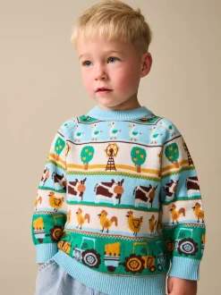 Next - Personnage Pull Col rond en maille (3mois-7ans) Fair Isle multi-motifs Discount