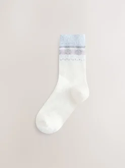 Next - Lot de 2 paires de chaussettes douillettes super poilues Fairisle noir/pastel Hot