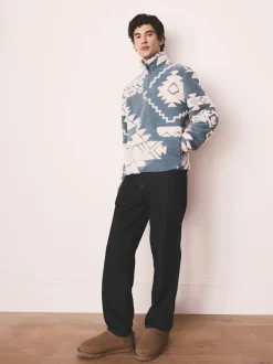 Next Famille bleue/écrue géométrique assortie - Polaire imprimée à col zippé Online