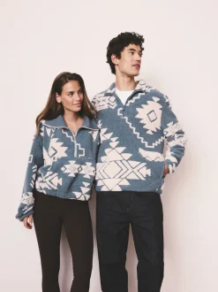 Next Famille bleue/écrue géométrique assortie - Polaire imprimée à col zippé Online