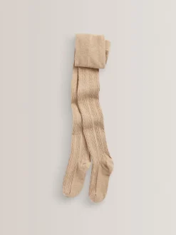 Next Farine d’avoine Cream/brun - Lot de 3 collants en torsades de coton riche Outlet