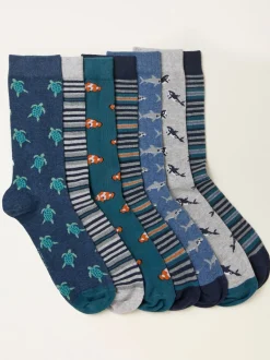 Fat Face FatFace 7 paires de chaussettes Sealife Discount