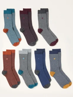 Fat Face FatFace 7 paires de chaussettes à fines rayures Clearance