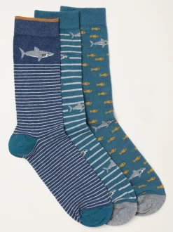 Fat Face FatFace 3 paires de chaussettes requin Hot