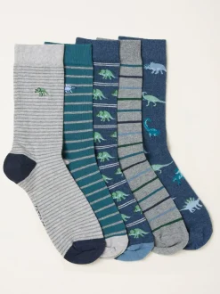 Fat Face FatFace 5 paires de chaussettes dinosaures Clearance