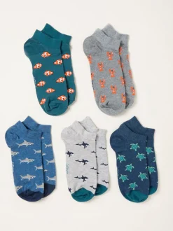 Fat Face FatFace 5 paires de chaussettes Baskets Sealife Clearance