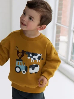 Next - Ensemble Sweat-shirt et Survêtement (3mois à7ans) Ferme ocre jaune/anthracite Sale