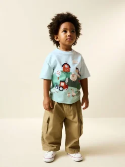 Next - T-shirt appliqué Manches courtes (3mths-7yrs) Ferme verte/bleue Best