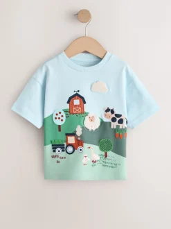 Next - T-shirt appliqué Manches courtes (3mths-7yrs) Ferme verte/bleue Best