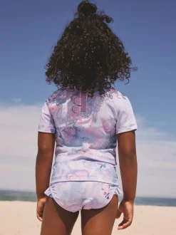 Next Feuille papillon violet lilas - Ensemble de bain Sunsafe à manches courtes (3mois à10ans) Clearance