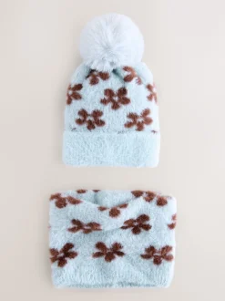Next Fleur bleu chocolat - Ensemble bonnet et snoods (1-16ans) (1-16ans) Sale
