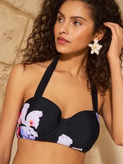 Love & Roses fleur d’iris Noir - Haut de bikini à bonnets moulés Sale