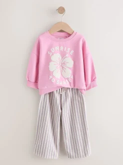 Next - Ensemble Sweat-shirt et Pantalons Amples (3mois-7ans) Fleur rose Sale