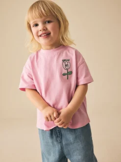Next Fleur rose - T-shirt brodé à manches courtes (3mois à7ans) Outlet