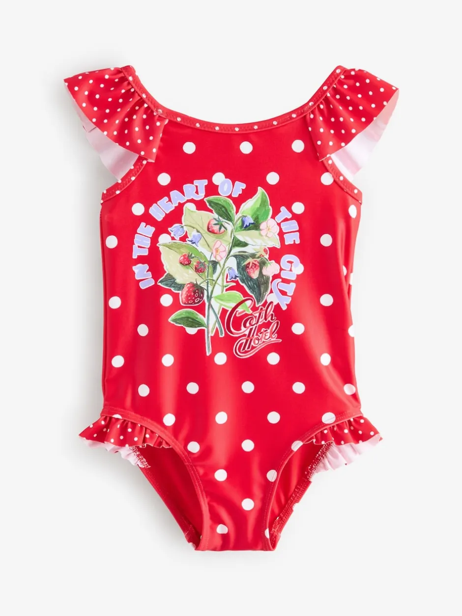 Next Fleur rouge à pois - Maillot de bain à volants Cath Kidston (3mois à7ans) Outlet