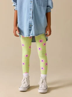 Next - Leggings (3-16ans) Fleur vichy vert/rose Discount