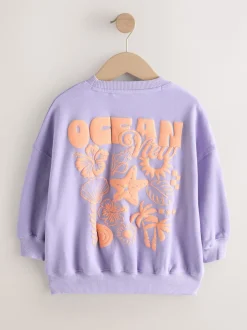 Next Fleur violette lilas - Sweat-shirt (3-16yrs) Outlet