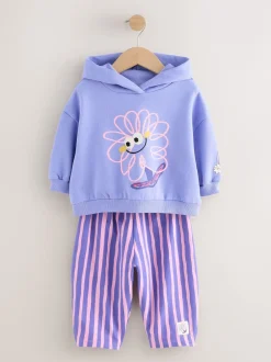 Next Fleur violette rayée - Ensemble sweat à capuche et coupe ballon Survêtement (3mois -7ans)