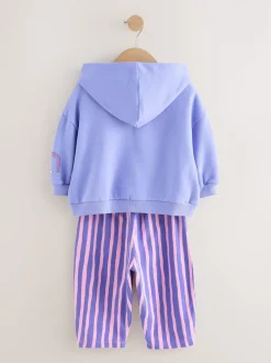 Next Fleur violette rayée - Ensemble sweat à capuche et coupe ballon Survêtement (3mois -7ans)