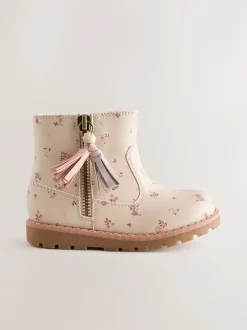 Next - Bottines Chelsea zippées à glands Fleuri neutre