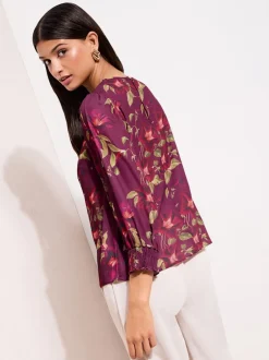 Friends Like These Fleurs de Bourgogne - Chemisier à manches froncées 3/4 Online