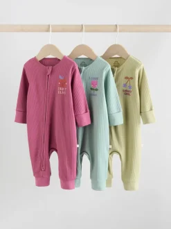 Next Fleurs multicolores - Combinaisons de nuit à fermeture éclair pour bébés 3 Pack (0mths-3yrs)