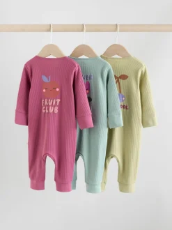 Next Fleurs multicolores - Combinaisons de nuit à fermeture éclair pour bébés 3 Pack (0mths-3yrs)