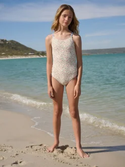 Next Floral à petites fleurs écrues Blanc - Maillot de bain froncé à bretelles (3-16ans) Sale