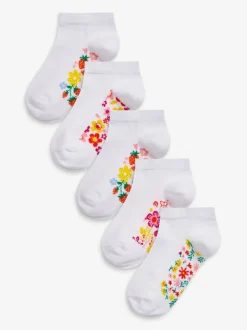 Next Floral blanc - Lot de 5 chaussettes de sport en coton riche avec semelle intérieure Sale
