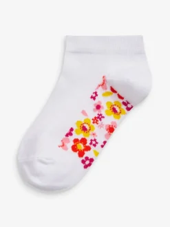 Next Floral blanc - Lot de 5 chaussettes de sport en coton riche avec semelle intérieure Sale