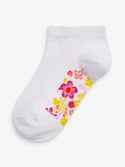 Next Floral blanc - Lot de 5 chaussettes de sport en coton riche avec semelle intérieure Sale
