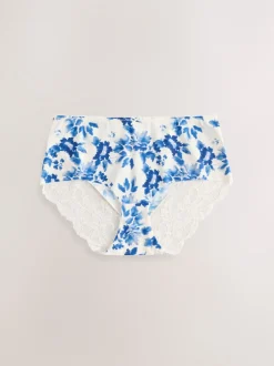Next - No VPL Lace Back Briefs 5 Pack Floral bleu New