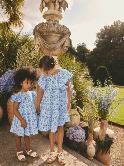 Next Floral bleu - Robe à manches d'ange (3mths-8yrs) Hot