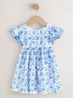 Next Floral bleu - Robe à manches d'ange (3mths-8yrs) Hot