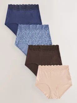 Next - Lot de 4 culottes en coton et dentelle Floral Blue Ditsy Online